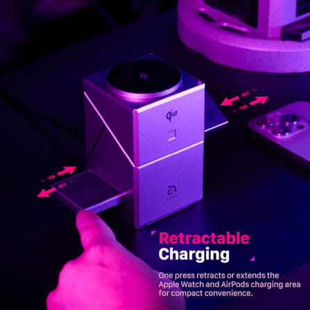 แท่นชาร์จไร้สาย ADAM elements Mag Qube Qi2 3-in-1 Intelligent Charging Station สีเทา_7